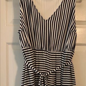 Plus Size Sun Dress Navy and White